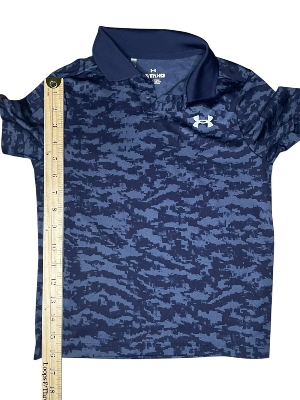 Under Armour Boys' Blue Camo Print Polo Shirt-XS